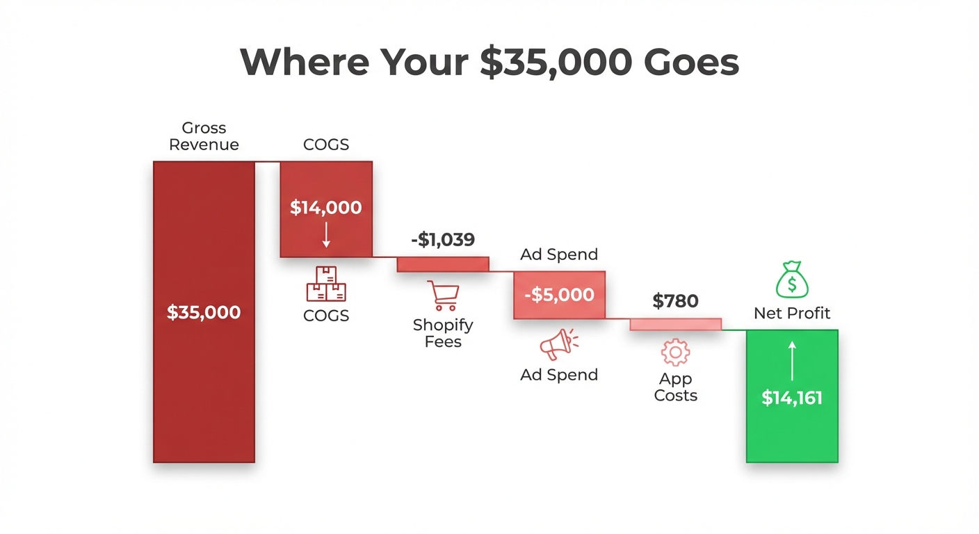 Waterfall chart on a white background titled 