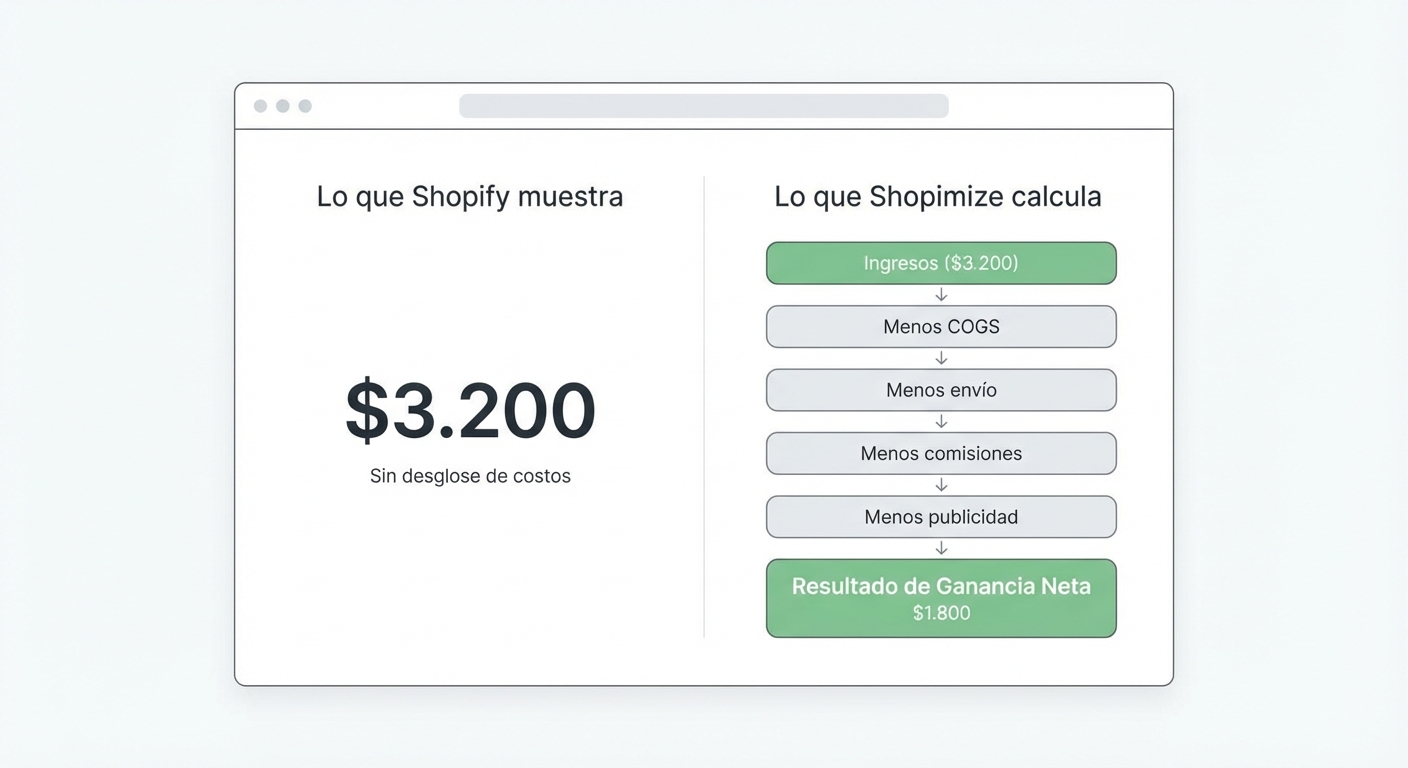 Flat UI mockup sobre fondo blanco de un panel de analítica SaaS con dos columnas comparativas: a la izquierda,