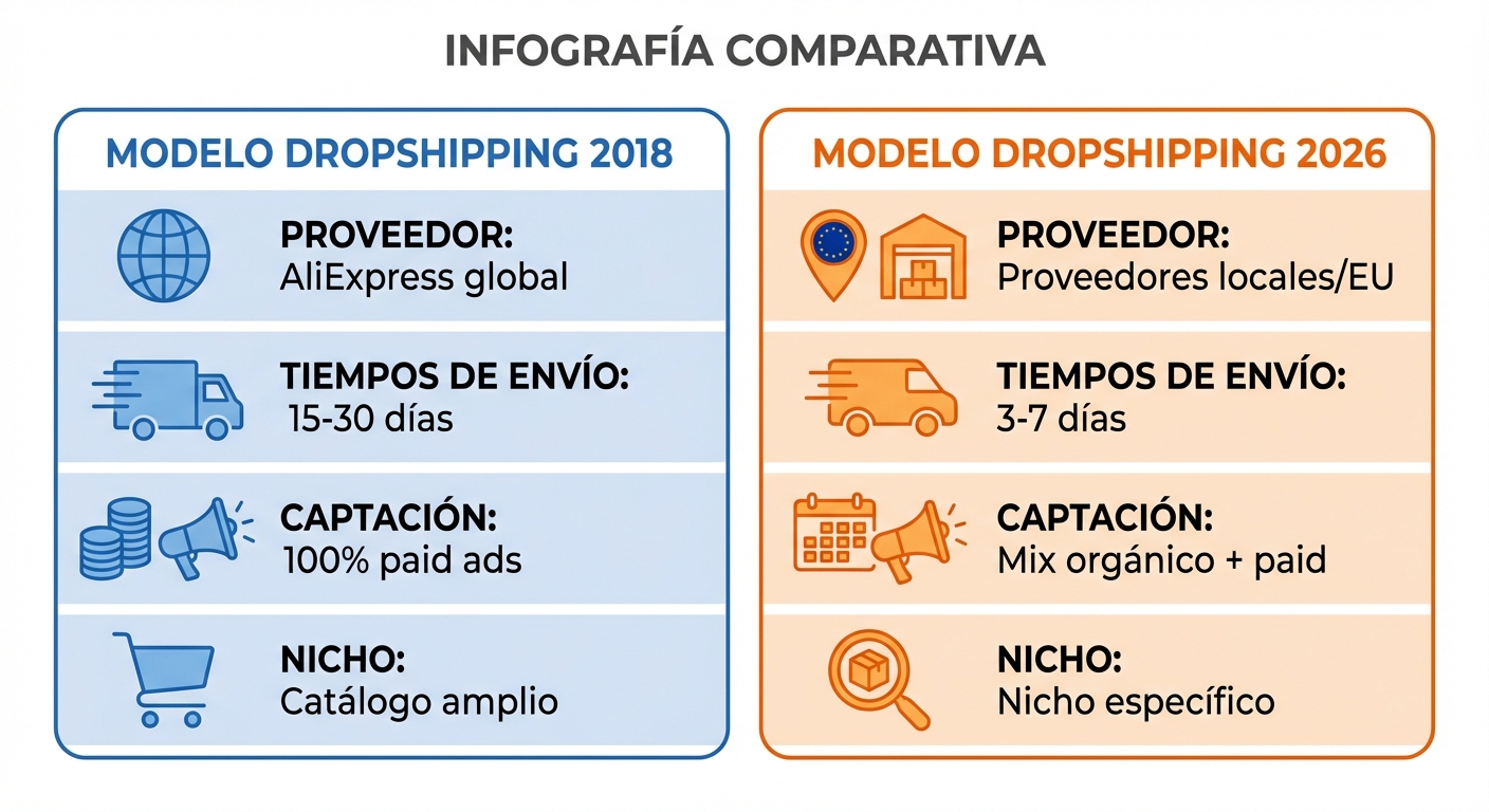 Infografía comparativa sobre fondo blanco con dos columnas: 