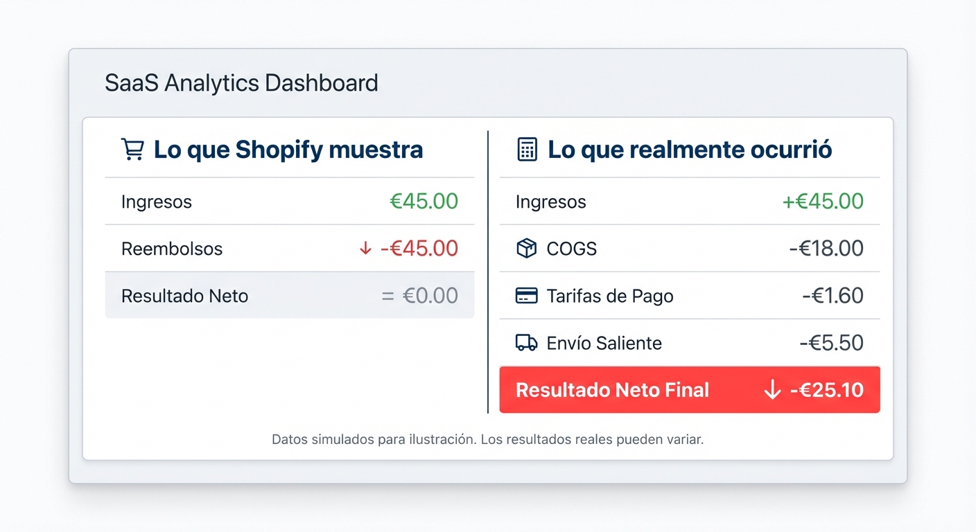 Flat UI mockup on a white background of a SaaS analytics dashboard showing two columns side by side — left column labeled