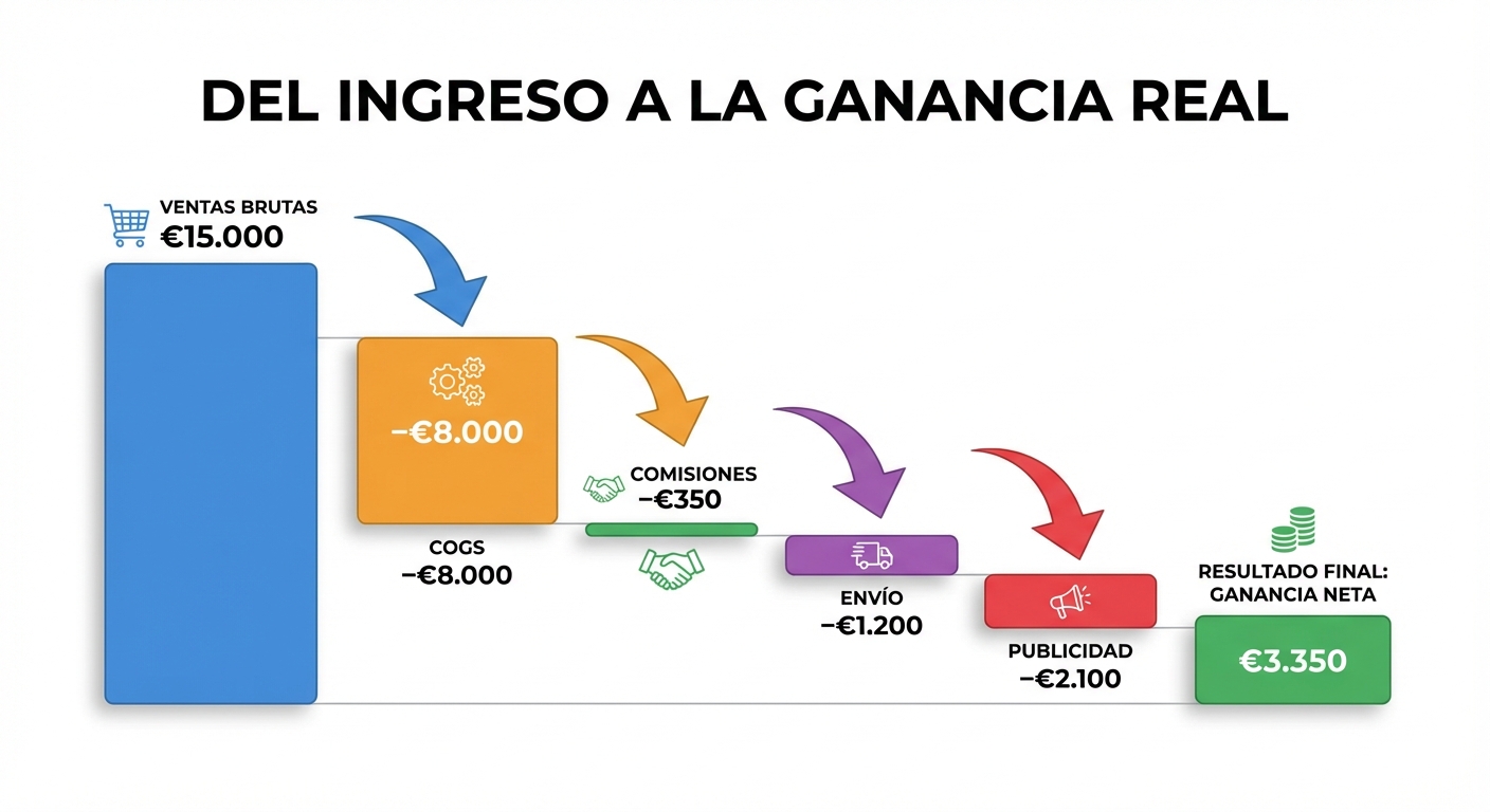 Infografía de cascada sobre fondo blanco con el título